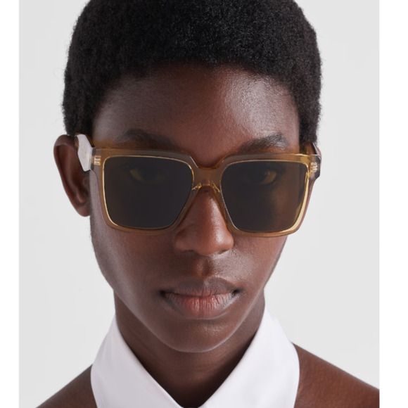 Prada Square Oversized Sunglasses - Ocher-Crystal Grey/Dark Brown - NIB - Picture 2 of 10